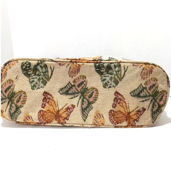 Vtg J Garden Butterfly Tapestry 14" Canvas Tote Bag Zipper Closure Reusable Bag - Picture 13 of 16